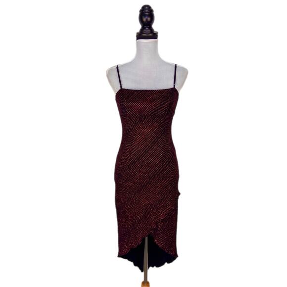 Y2K Red Sparkly Stretchy Strappy Party Dress - Women's Size Small - Picture 1 of 7